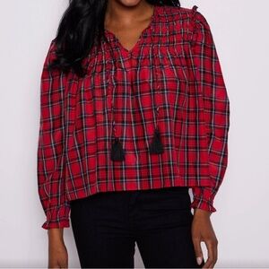 NWT Sail to Sable Red Plaid Blouse